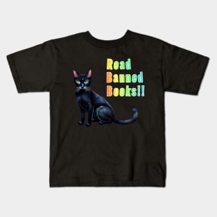 Batman says Read Banned Books! Rainbow Text Kids T-Shirt